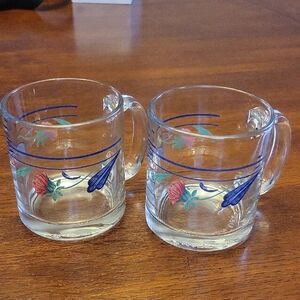 LENOX  Poppies On Blue Glass Coffee Mugs - Set of 2